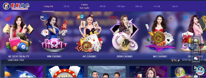 Cổng game cá cược ee88